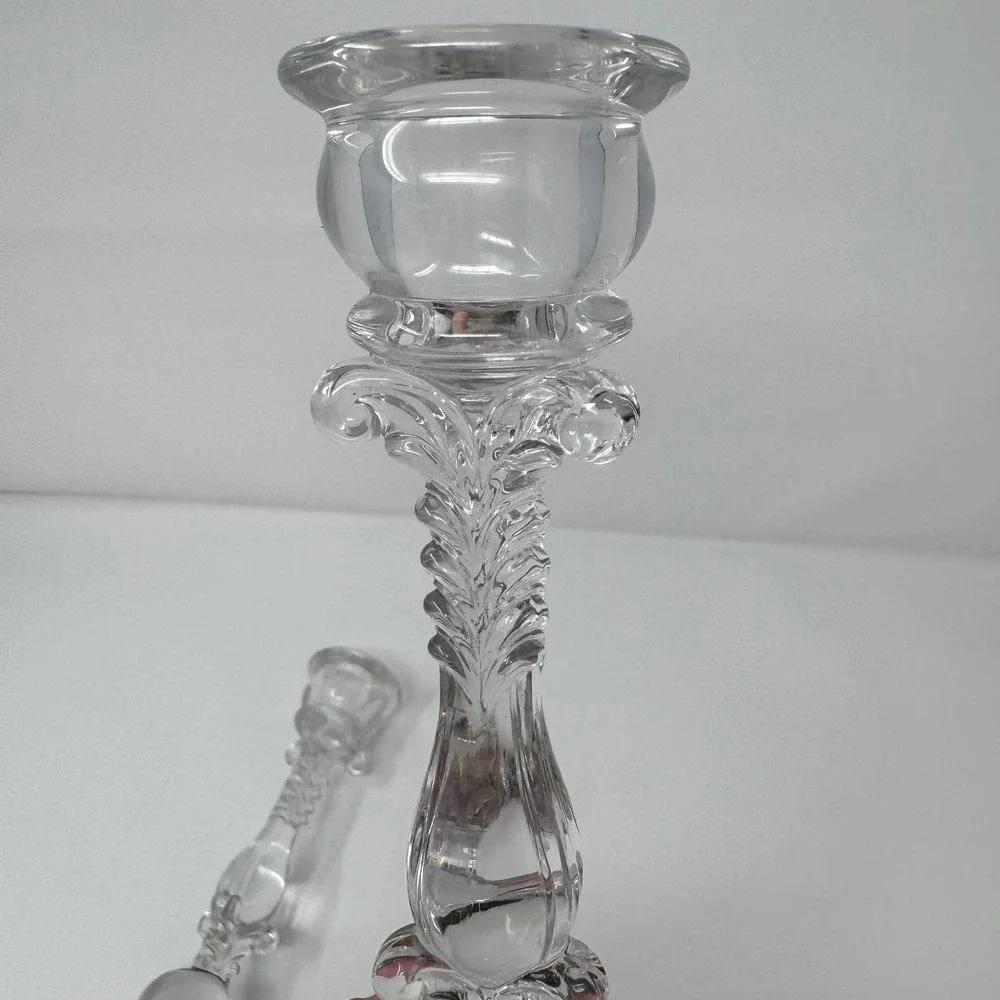 VTG Reed and Barton Weighted Sterling Silver 464 Glass Candlestick Holders Pair